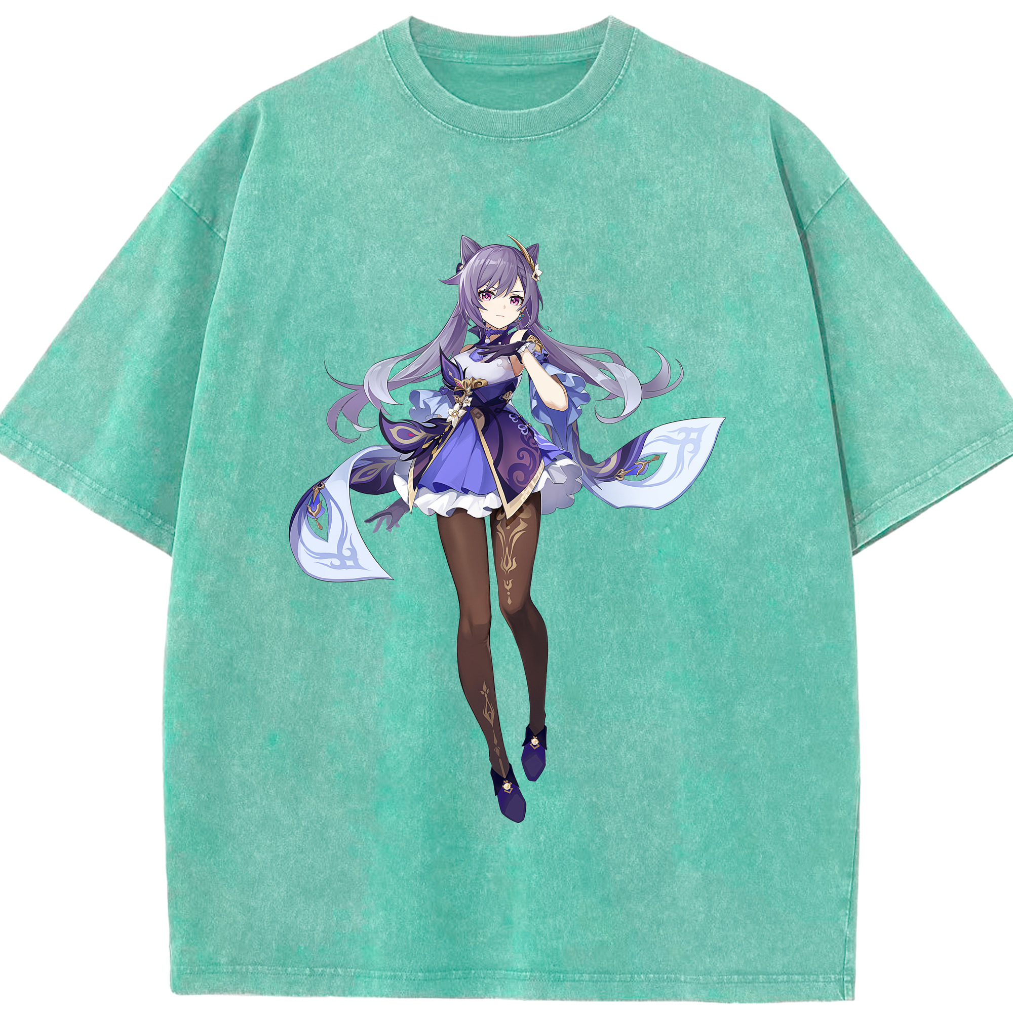 げんし神 刻晴 こくせい genshin Kokusei 綿100% ヴィンテージ風 半袖Tシャツ（フロントプリント）